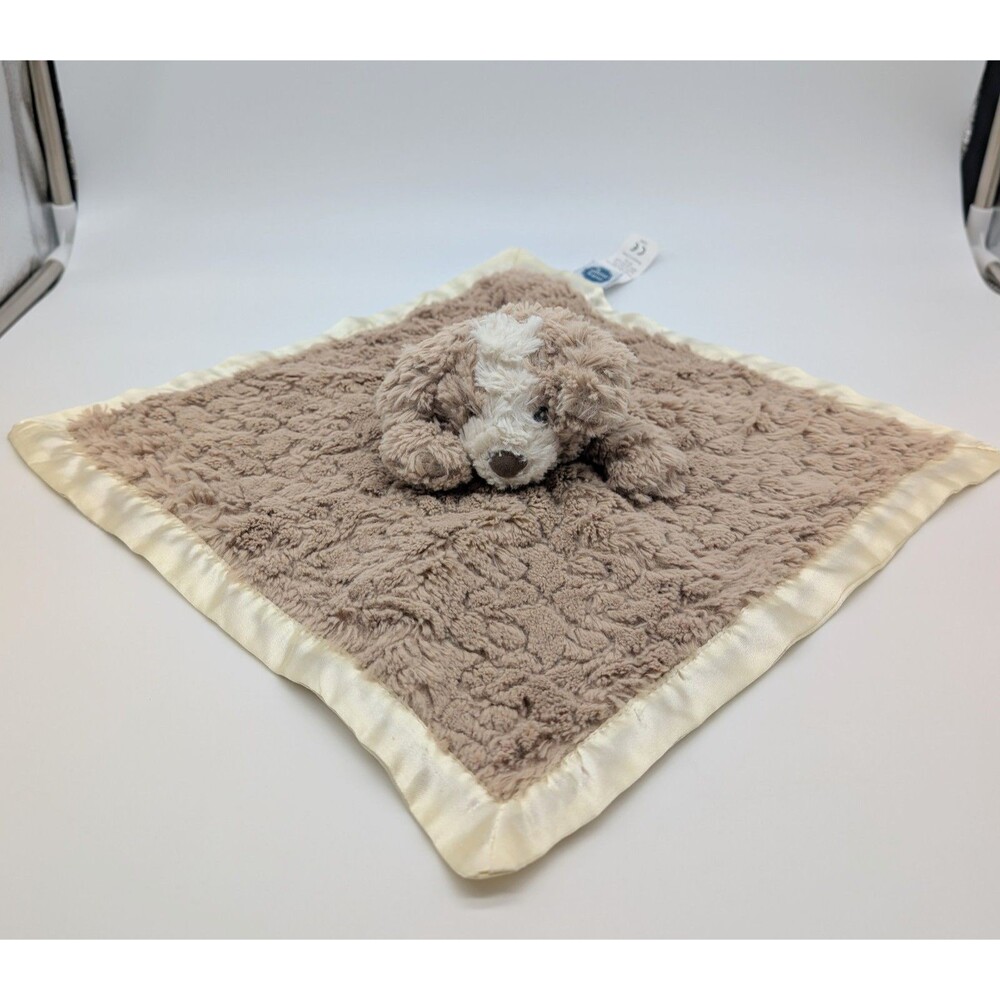 Mary Meyer Brown Puppy Dog Lovey Plush Fluffy Security Blanket Satin Trim 13in